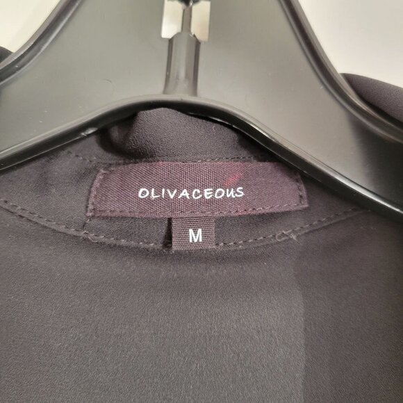 Olivaceous Classic Black Flowy V Neck Long Sleeve Shirt Blouse Top Size Medium - Picture 8 of 11